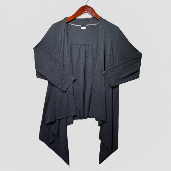Basic Editions Asymmetrical Cardigan Plus Size Charcoal - Picture 1 of 10